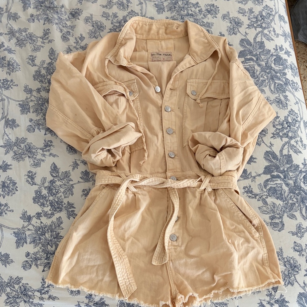 We The Free Beige Button-Up Shirt